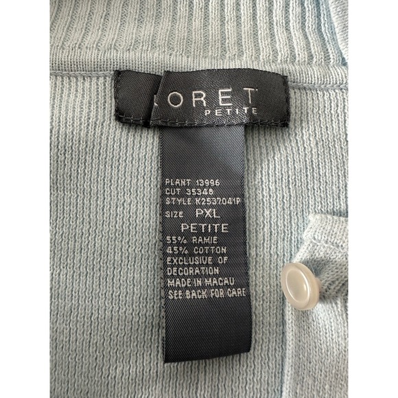 Koret Sweater Top Women's PXL Floral Embroidered  Button Up Stretch Short Sleeve - Picture 4 of 6